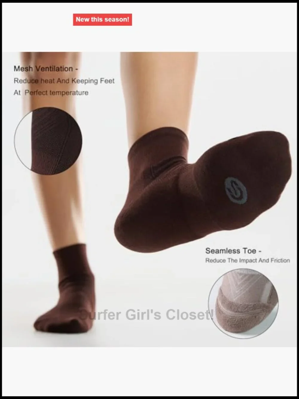 6 Pairs Women's Running Ankle Socks Athletic Cushioned Arch Support